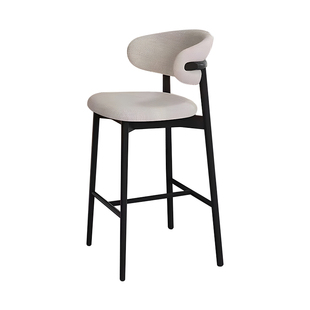 实木高脚凳吧台椅家用意式设计师酒吧椅高脚椅子现代简约吧台椅