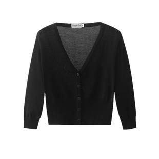 天丝开衫女夏超短款高腰中袖针织衫外套披肩配裙子防晒空调衫薄款