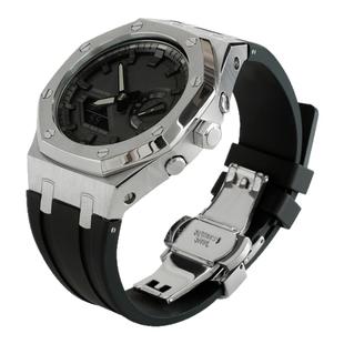 农家橡树GA2100GM-2100改装金属表壳表带胶带把钉表冠款手表配件