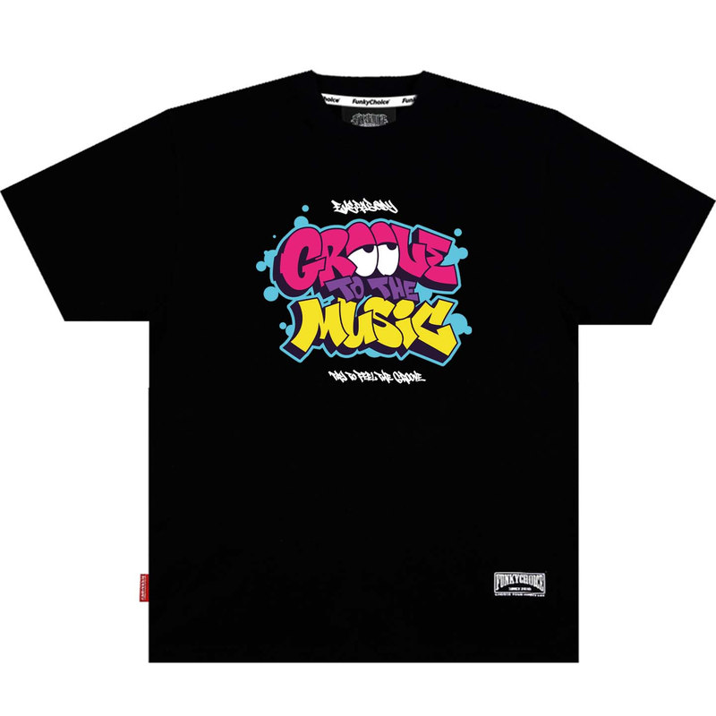 FunkyChoice街舞groove小领口宽松T恤美式涂鸦嘻哈街头东海岸短袖