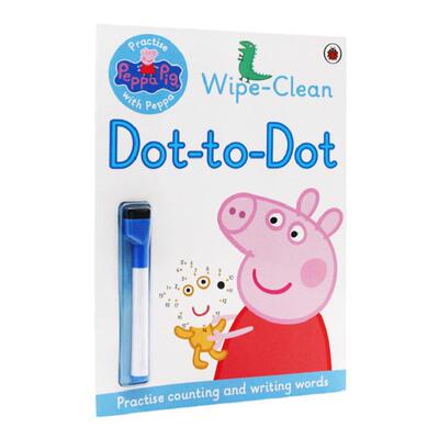 英文原版绘本 Peppa Pig Wipe-clean Dot-to-Dot 粉红猪小妹 小猪佩奇 带刷刷笔 可重复擦写 佩佩猪擦擦笔书 儿童启蒙图画书练习册