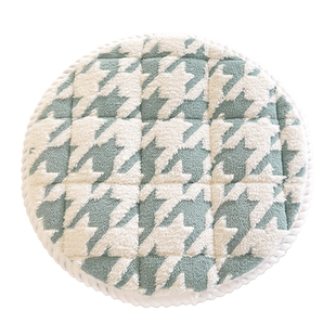 冬季加厚毛绒千鸟格防滑坐垫椅子垫圆形实木沙发座垫凳子垫屁垫儿