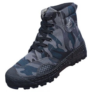 3537高帮鞋户外登山解放鞋工地干活防臭劳保鞋防滑耐磨软底帆布鞋