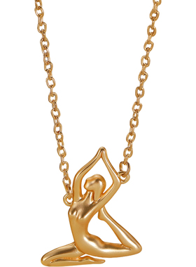 合金立体小人瑜伽造型项链女潮