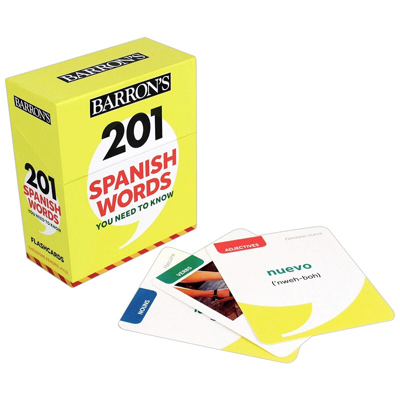 201 Spanish Words You Need to Know Flashcards 英文原版 巴朗201个你需要知道的西班牙语单词 西班牙语词汇卡 英文版进口书籍
