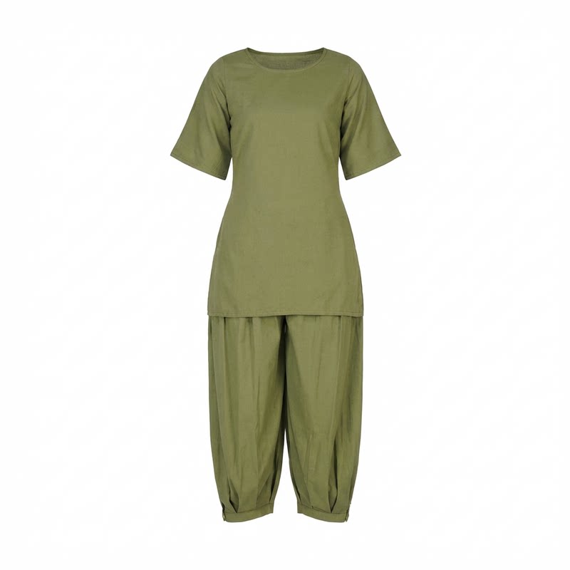 印度进口简约女有机棉瑜伽服套装打坐冥想昆达里尼晨练宽松禅修服