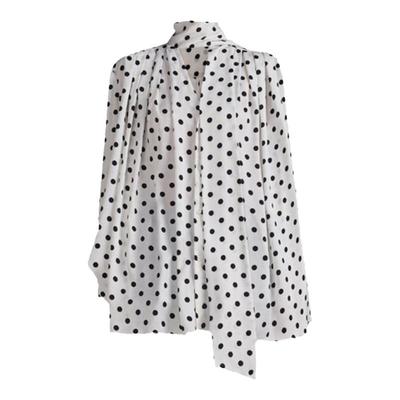 长袖雪纺衬衣飘带法式复古单排扣