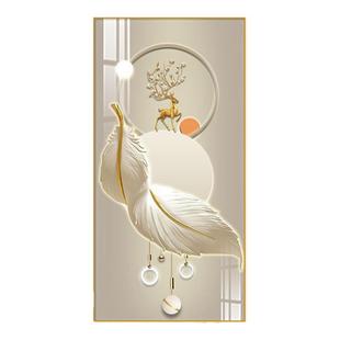 现代简约走廊玄关装饰画羽毛入户正对门口挂画高级感通道尽头壁画