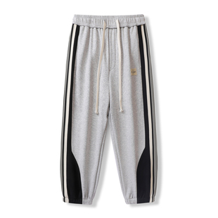 美式重磅卫裤男生春季条纹裤子2025新款束脚萝卜裤潮牌哈伦运动裤