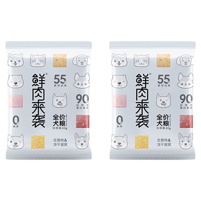 艾尔鲜肉来袭狗粮试吃体验装40gx2袋成幼犬粮比熊泰迪金毛通用型