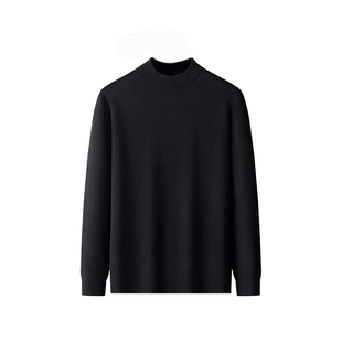 【可机洗】半高领毛衣男秋冬中领加绒加厚打底衫保暖针织衫毛线衣