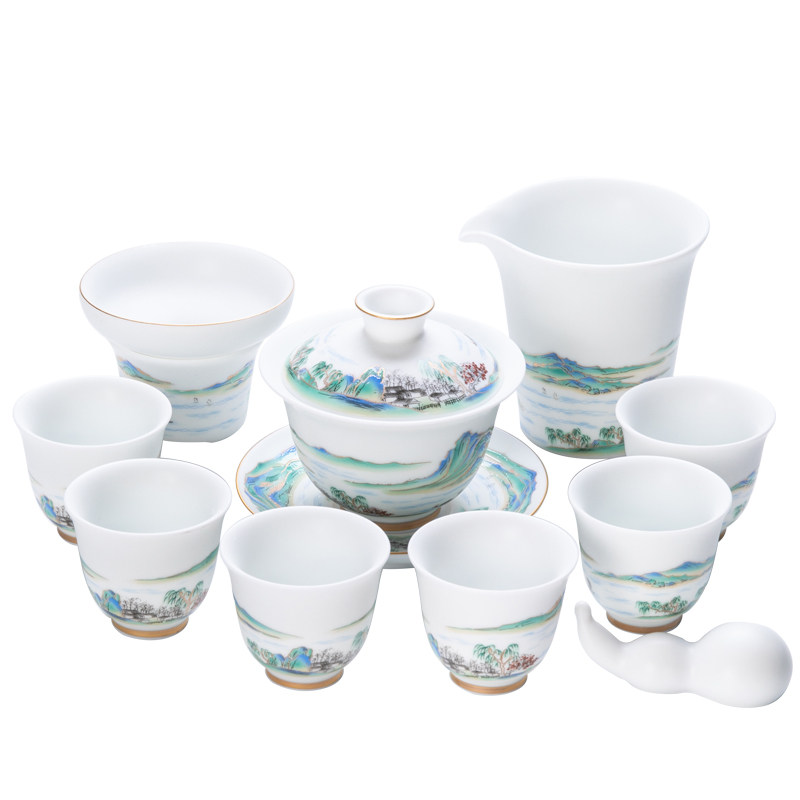 京隆堂德化羊脂玉白瓷功夫茶具