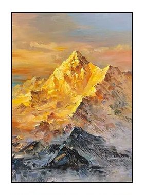 现代轻奢手绘金山玄关油画定制