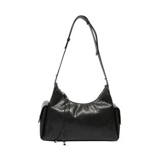 三福挎包春季中性休闲双口袋hobo包大容量时尚休闲女包519962