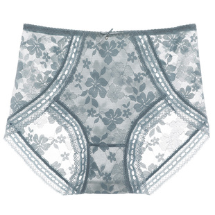 洁韵朵中高腰内裤女士蕾丝性感收腹提臀无痕2025新款收小肚子短裤