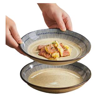 日式釉下彩陶瓷盘子家用菜盘2026新款碗盘餐具粗陶菜碟子深盘餐盘