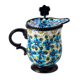 手绘陶瓷杯子马克杯高脚杯高颜值喝水杯燕麦早餐杯暖手杯家用带盖