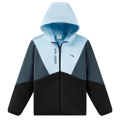 安踏童摇粒绒外套防静电连帽上衣