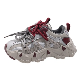 儿童老爹鞋字母双鞋带中大童运动鞋秋2026加绒休闲鞋男童女童跑鞋