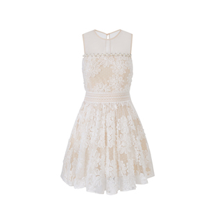 Sun雅乔【花间漫漫】夏季千金风贵气A字裙无袖重工立体花连衣裙子