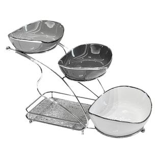 水果盘2023新款三层现代客厅茶几家用陶瓷高级网红水果盆零食盘