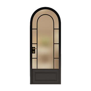 法式复古铁艺圆弧门玻璃单开门阳台门商铺门服装店铺门拱形门定制