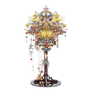 适用拼酷点翠凤冠九龙九凤冠艺模凤舞华冠圆形玻璃灯罩防尘展示罩