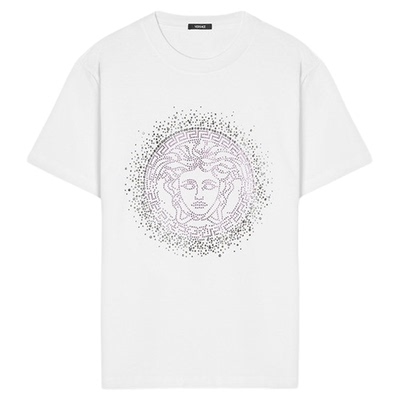【季末优惠】VERSACE/范思哲 女士缀饰棉质平纹针织T恤