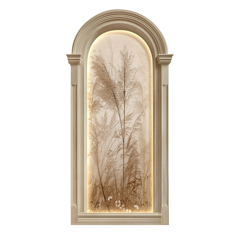 法式中古风玄关装饰画植物走廊过道发光壁画复古肌理进门尽头挂画