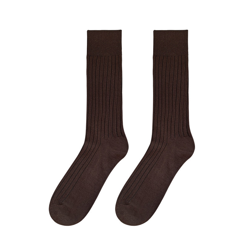 oceanwings Socks男士商务休闲袜咖啡色中长筒袜黑色皮鞋袜子男