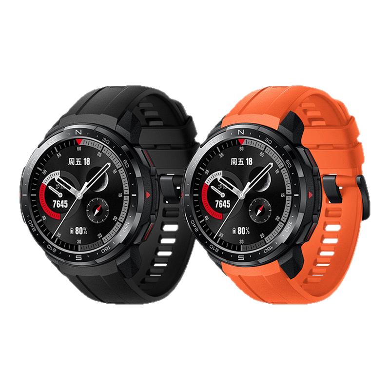 适用华为荣耀GS Pro表带honor watch智能运动手表链原装同款替换带GS pro时尚个性多彩硅胶腕带氟橡胶带配件
