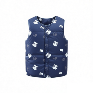 小宝宝卡通羽绒马甲轻薄保暖短款背心儿童校服羽绒内胆印花马夹