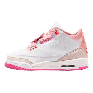 NIKE耐克女鞋Air Jordan 3白粉色AJ3休闲板鞋童篮球鞋II0599-600