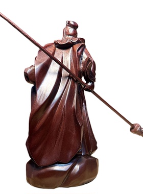 黑檀木木雕关公神像摆件关羽关云长雕刻摆设横刀武财神佛像工艺品