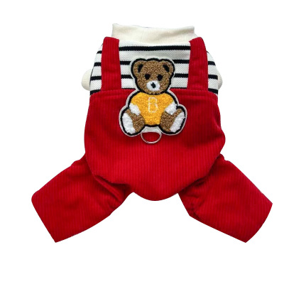 灯芯绒四脚狗狗衣服宠物牵引背带裤小型犬泰迪博美加厚秋冬装棉衣