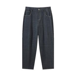 流石男装粗斜纹牛仔裤2026年春季新款男士纯棉水洗经典磨毛直筒裤