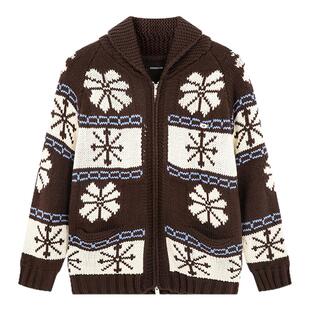 i.t GROUNDZERO2025秋冬宽松韩系翻领开衫毛拼色衣外套针织衫女