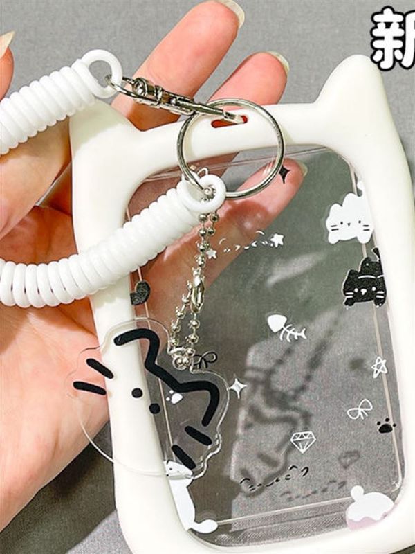 ins透明猫耳可爱卡套学生校园卡饭卡公交地铁挂绳校园证件保护套