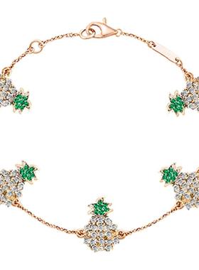 周珍珍菠萝镶钻五花18K手链多巴胺手链手环情人节送女友送老婆