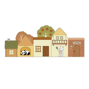 童话风小屋毛毡墙贴儿童房墙面装饰治愈系卡通动物护墙板创意墙围