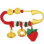 潮宏基好事发生平安扣黄金串珠和田玉银别针足金胸针5D硬金满月礼