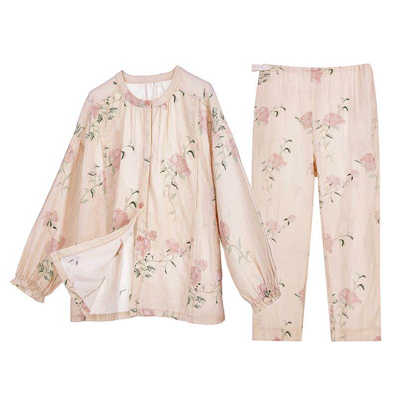 loveloc月子服孕妇睡衣纯棉纱布哺乳睡裙秋冬产妇家居服春秋待产