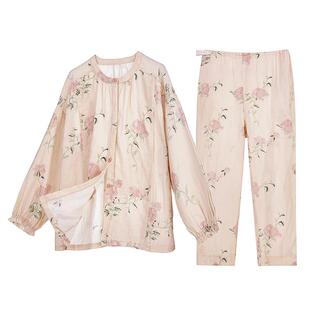 loveloc月子服孕妇睡衣纯棉纱布哺乳睡裙秋冬产妇家居服春秋待产