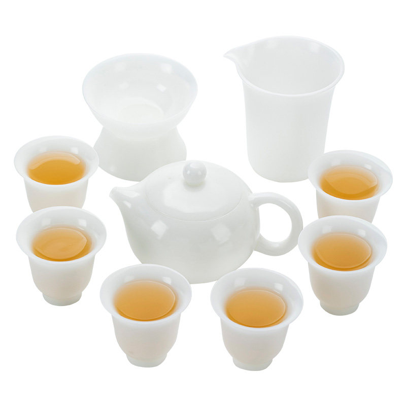 钰铨龙门冰种玉瓷素烧茶壶套组