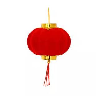 新年大红植绒小灯笼结婚喜庆装饰圣诞盆景挂饰元旦水晶通电灯笼串