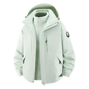 新款秋冬季户外冲锋衣女防风防水两件套定制印logo羽绒内胆登山服