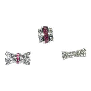 隔片18K白金镶嵌天然钻石红宝石小蛮腰隔珠珍珠项链翡翠珠链配件