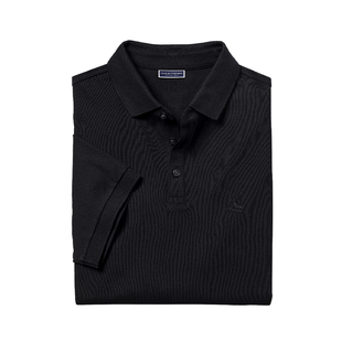 CHARLES TYRWHITTCT查特英式凤头鸟刺绣男士夏季黑色珠地棉Polo衫