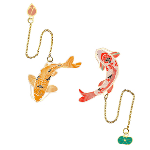 高档新款镂空金属书签创意精致古典中国风精美儿童学生用锦鲤文艺生日古风礼物故宫小纪念品礼盒包装定制刻字