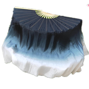 水墨扇双面渐变扇古典舞书简舞民族舞秧歌扇子真丝加大黑色舞蹈扇